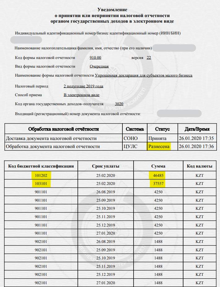 910 форма за 2 полугодие 2019 года для ИП - заполнение